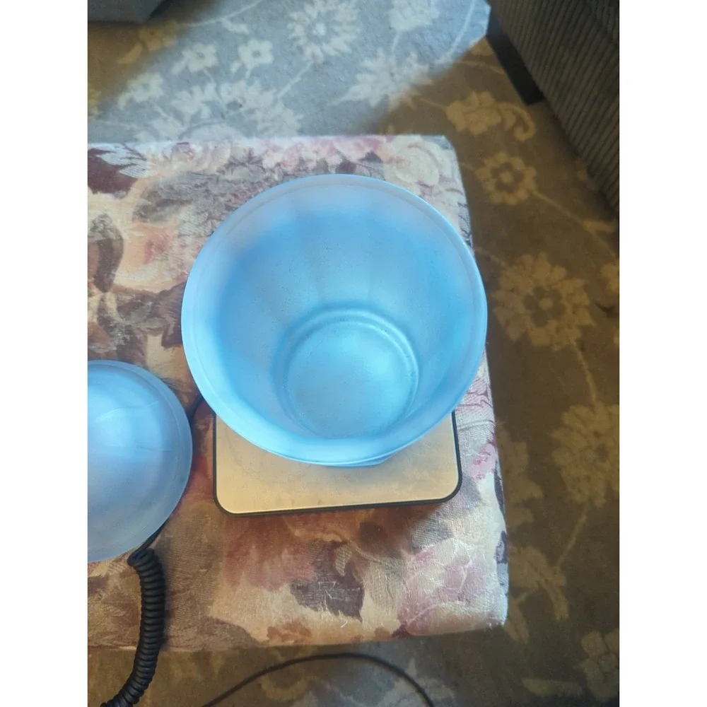 Vintage INDIANA GLASS Satin Frosted Blue Glass Apothecary Jar with Lid 10 inches